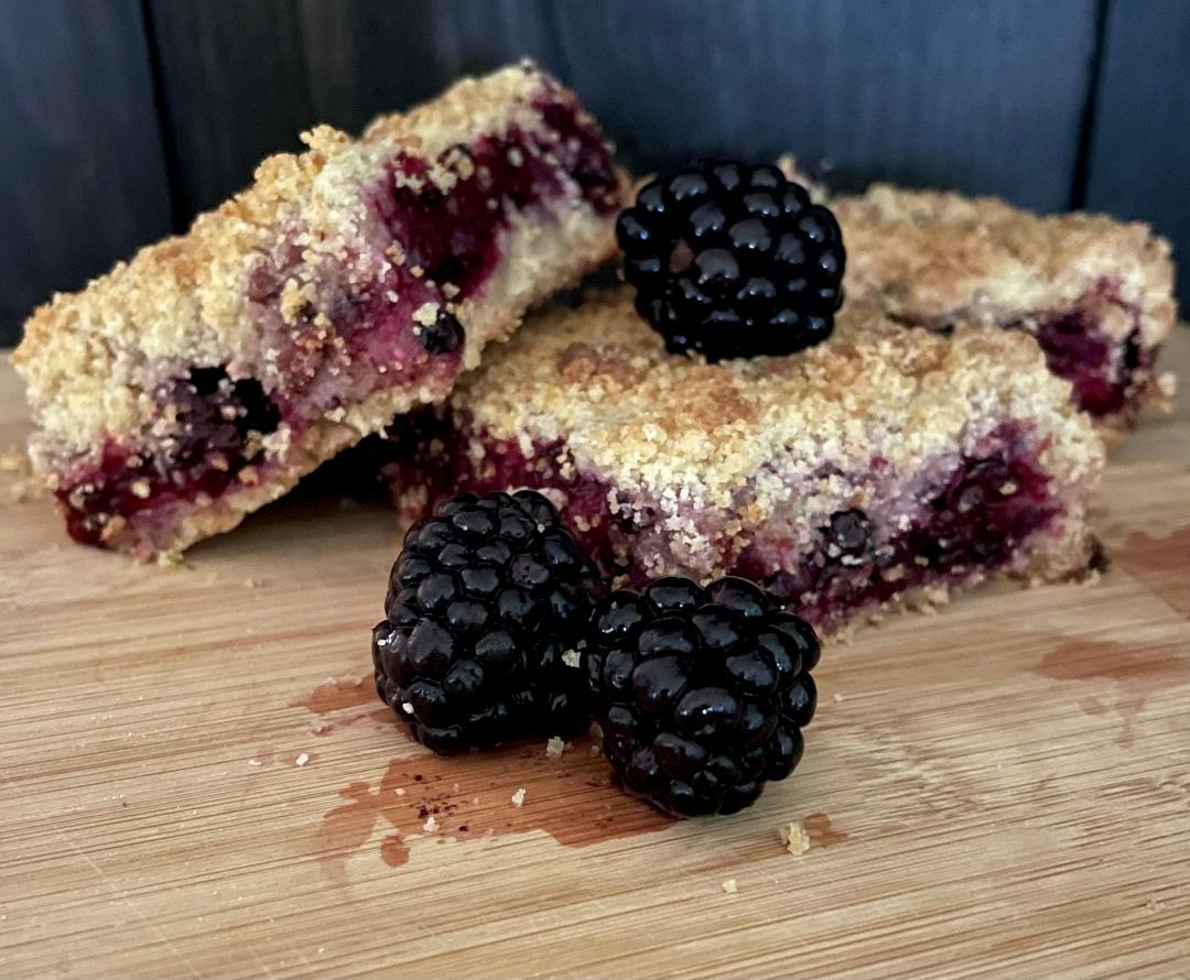 a few slices of blackberry crumble