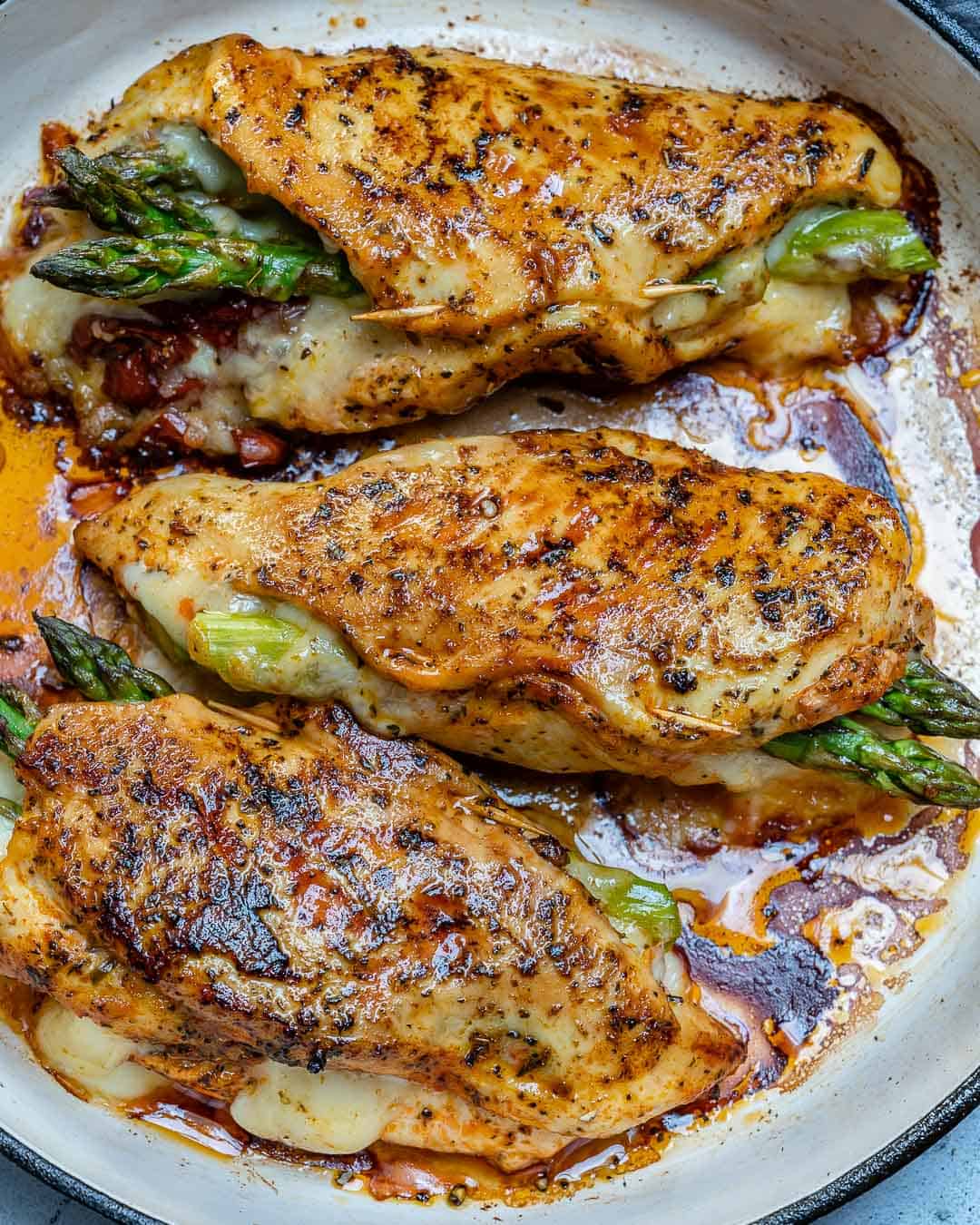asparagus stuffed chicken on a plate