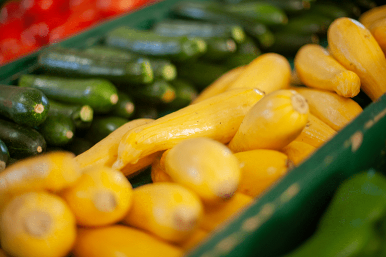 close up of yellow squash and zucchini